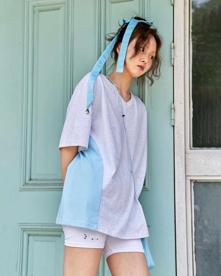 COLOR BLOCK VNECK TSHIRT (MELANGE) 온스카 ONSKA