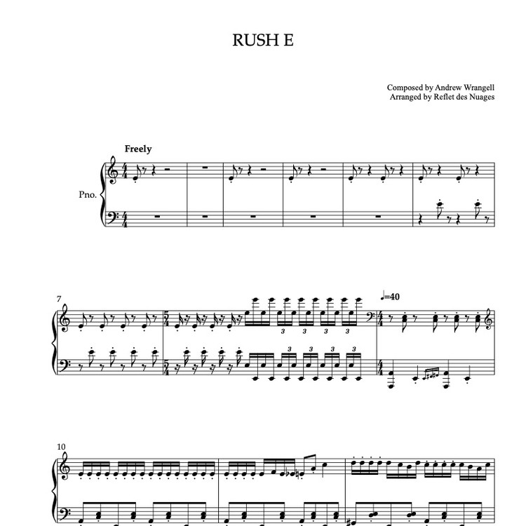 Piano Solo 악보] Rush E 피아노 편곡 악보 : Musicalibra