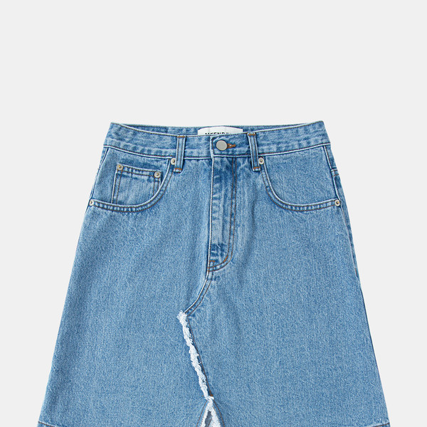 ★MEENDERI★FRONT SLIT DENIM SKIRT - SKY BLUE★正規品/送料込 MEENDERI] FRONT SLIT DENIM SKIRT - SKY BLUE