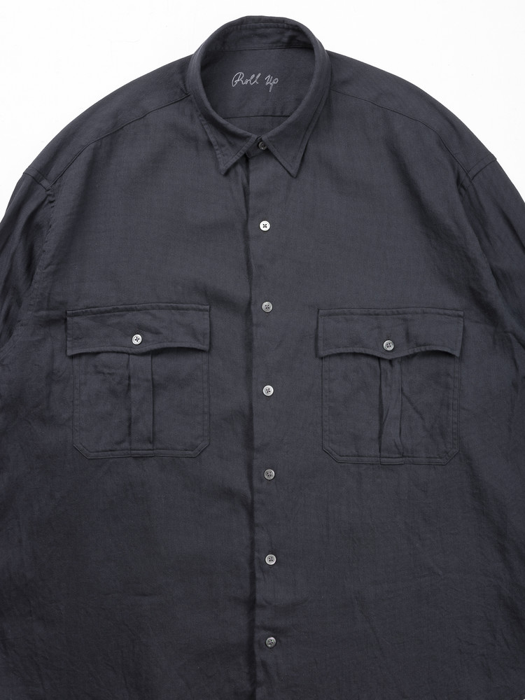 Porter Classic [포터 클래식] - Roll Up Vintage Gauze shirt - Black