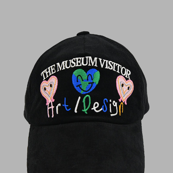 ◆THE MUSEUM VISITOR◆ THEMUSEUMVISITOR LOGO WASHED BALLCAP SMILE LOGO WASHED BALLCAP (BLUE) : THE MUSEUM VISITOR