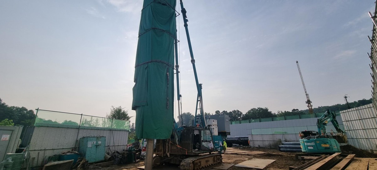 [2023년 6월 5일] 아침조회, PHC파일 반입, 포스트파일 천공, PHC파일 검수, 천공기 → PHC파일 항타기로 장비 ...