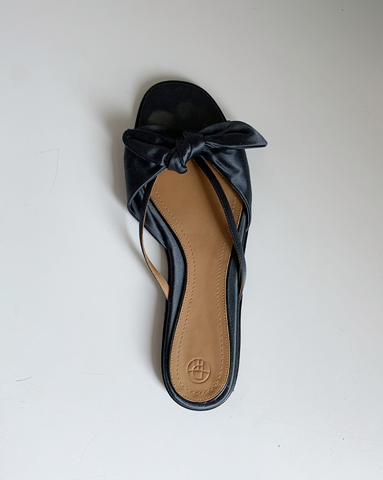 THE ROW April Bow Satin Slide Sandals lilisun