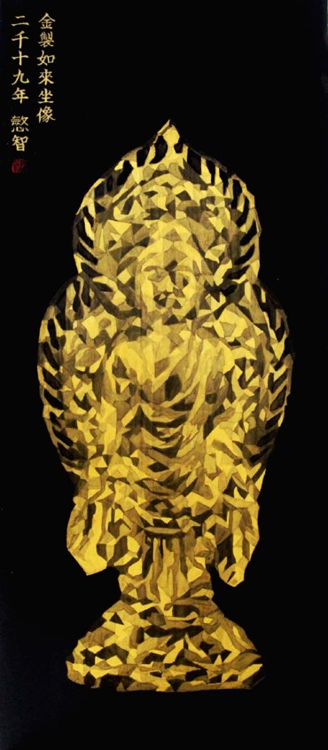 금제여래좌상 아카시아나무에 옻칠, 분채, 가금 35x78cm 2019