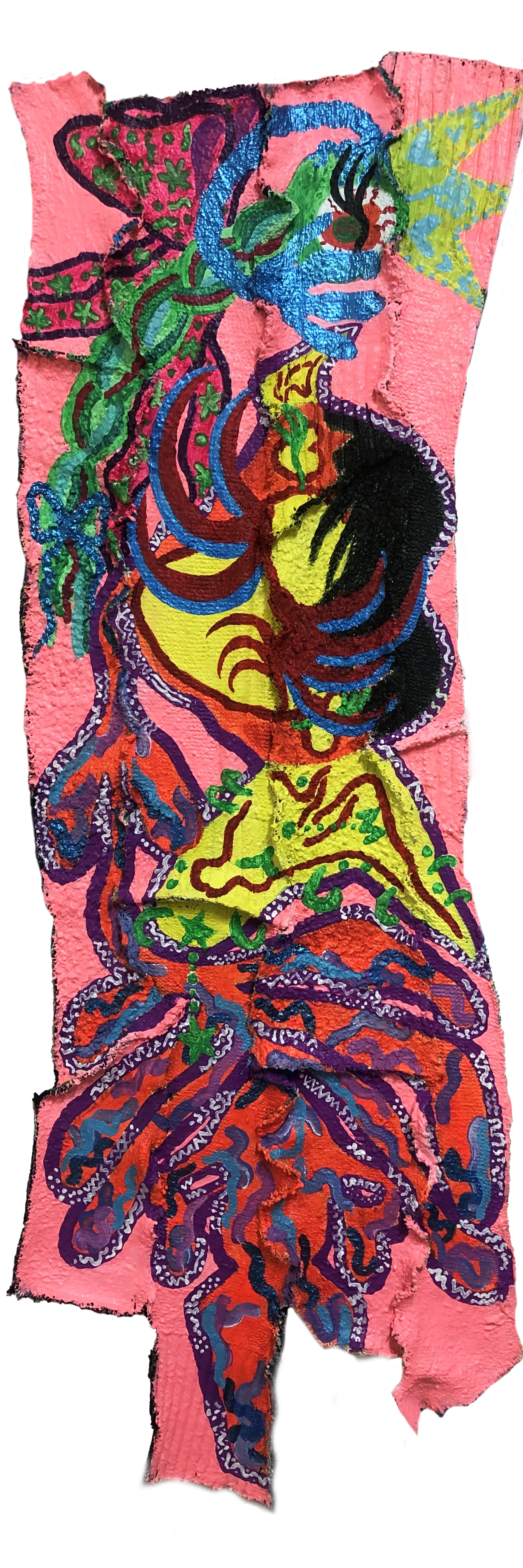 아주 작은 나비의 속삭임 Acrylic on a canvas made out of recycled jumper