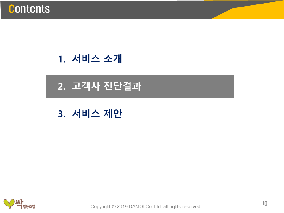 농업회사법인 싹 영농벤처추진계획-고객사진단