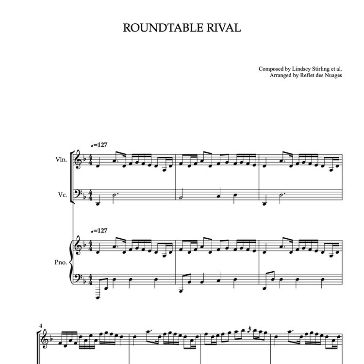 TRIO 楽譜] Roundtable Rival - ヴァイオリン、チェロ、ピアノトリオ 室内楽 アンサンブル : Musicalibra Japan