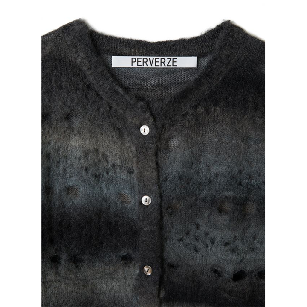 PERVERZE] Holey Pattern Mohair Knit Cardigan_Gra : extraim-seoul