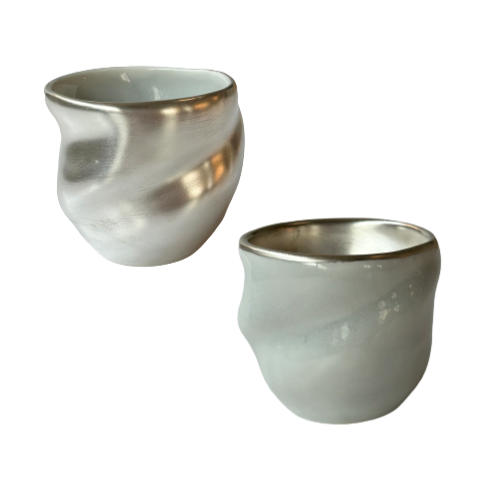 Curve Tea cup (silver+blue) : Quartz