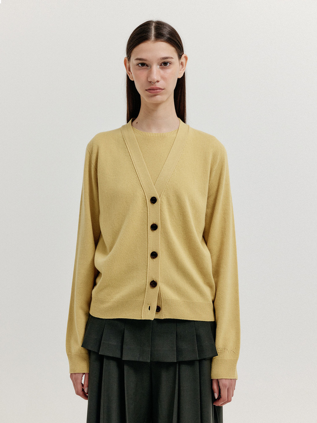 XUETY Cashmere Blend Knit Cardigan - Mustard : EENK