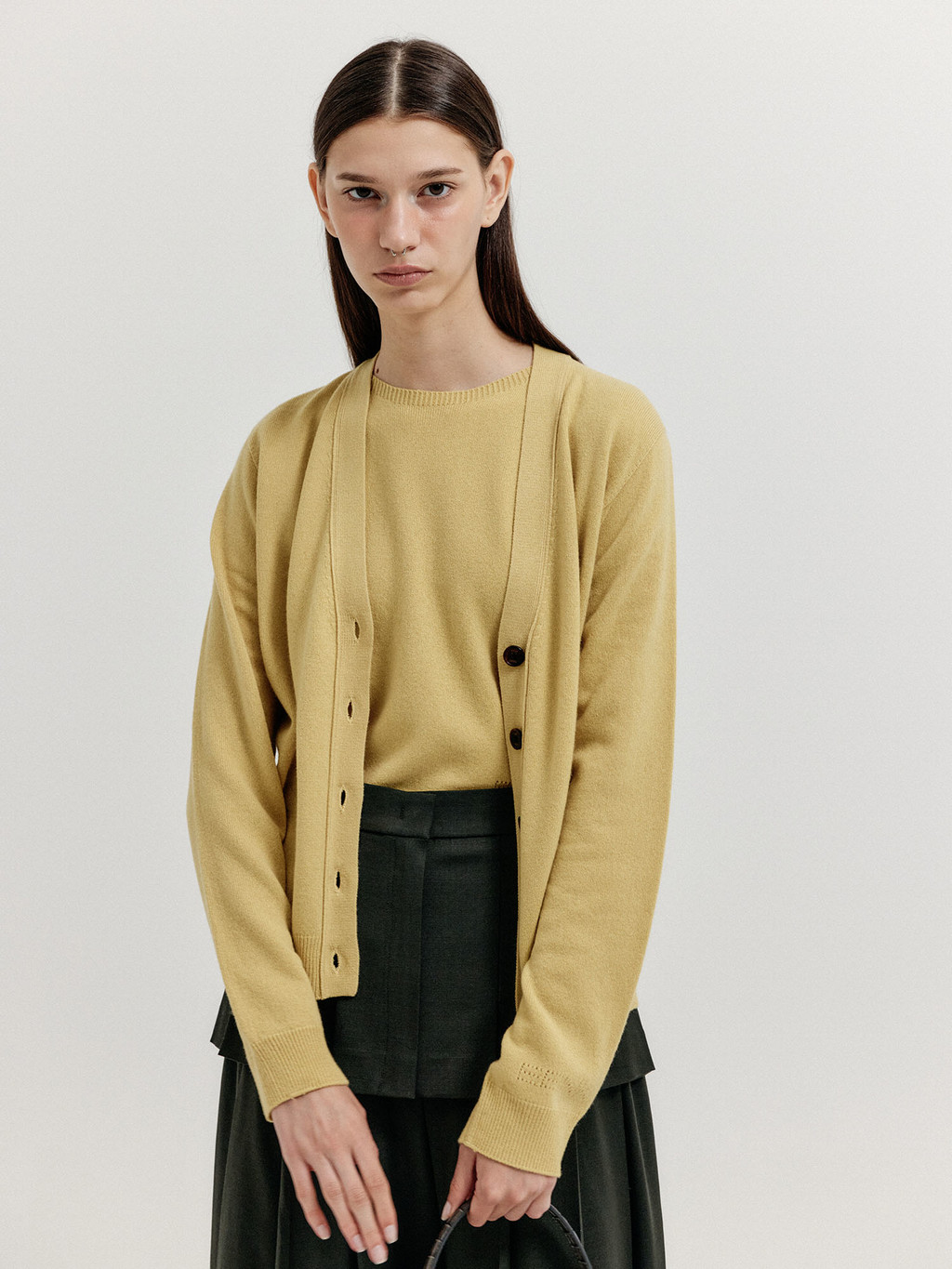 XUETY Cashmere Blend Knit Cardigan - Mustard : EENK