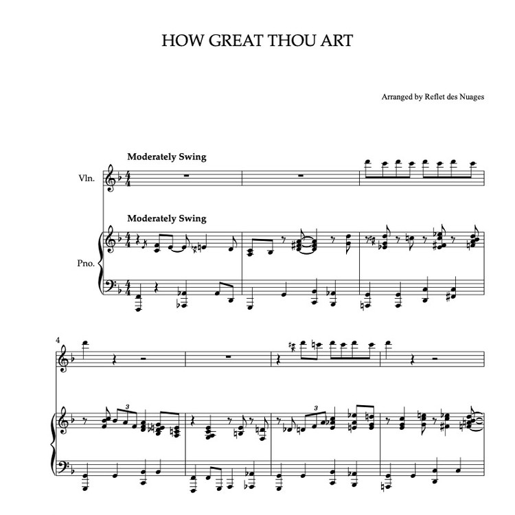 [DUET SHEET MUSIC] How Great Thou Art - Violin and Piano Chamber Ensemble :  Musicalibra