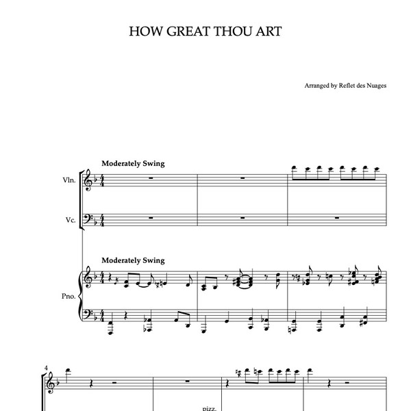 TRIO SHEET MUSIC] How Great Thou Art - Violin, Cello and Piano