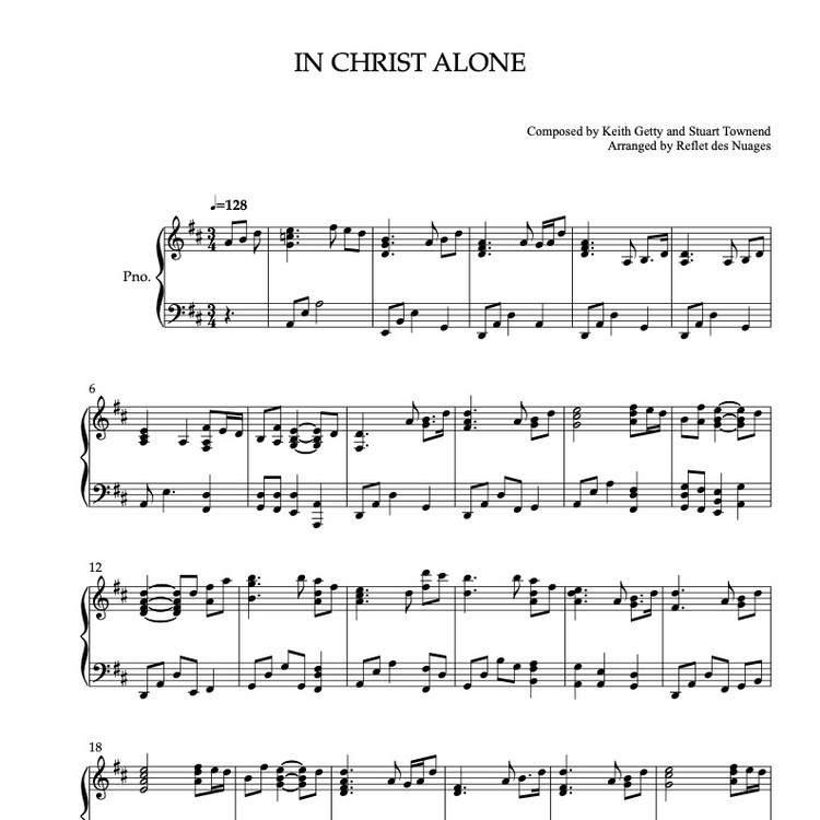 PIANO SOLO 楽譜] In Christ Alone ピアノ 編曲 楽譜