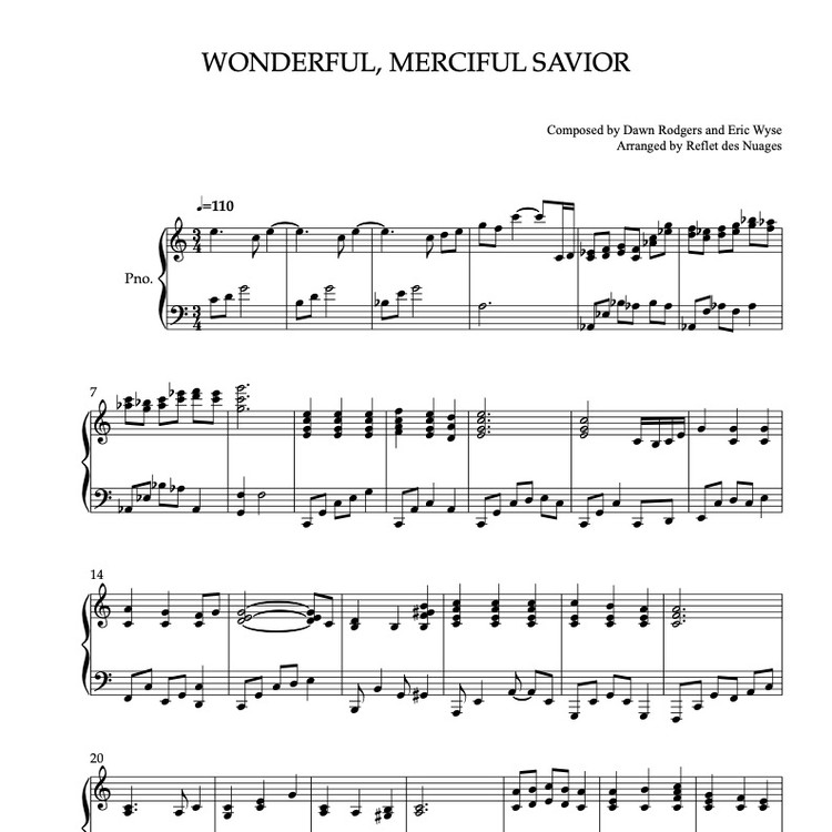 [PIANO SOLO SHEET MUSIC] Wonderful, Merciful Savior : Musicalibra