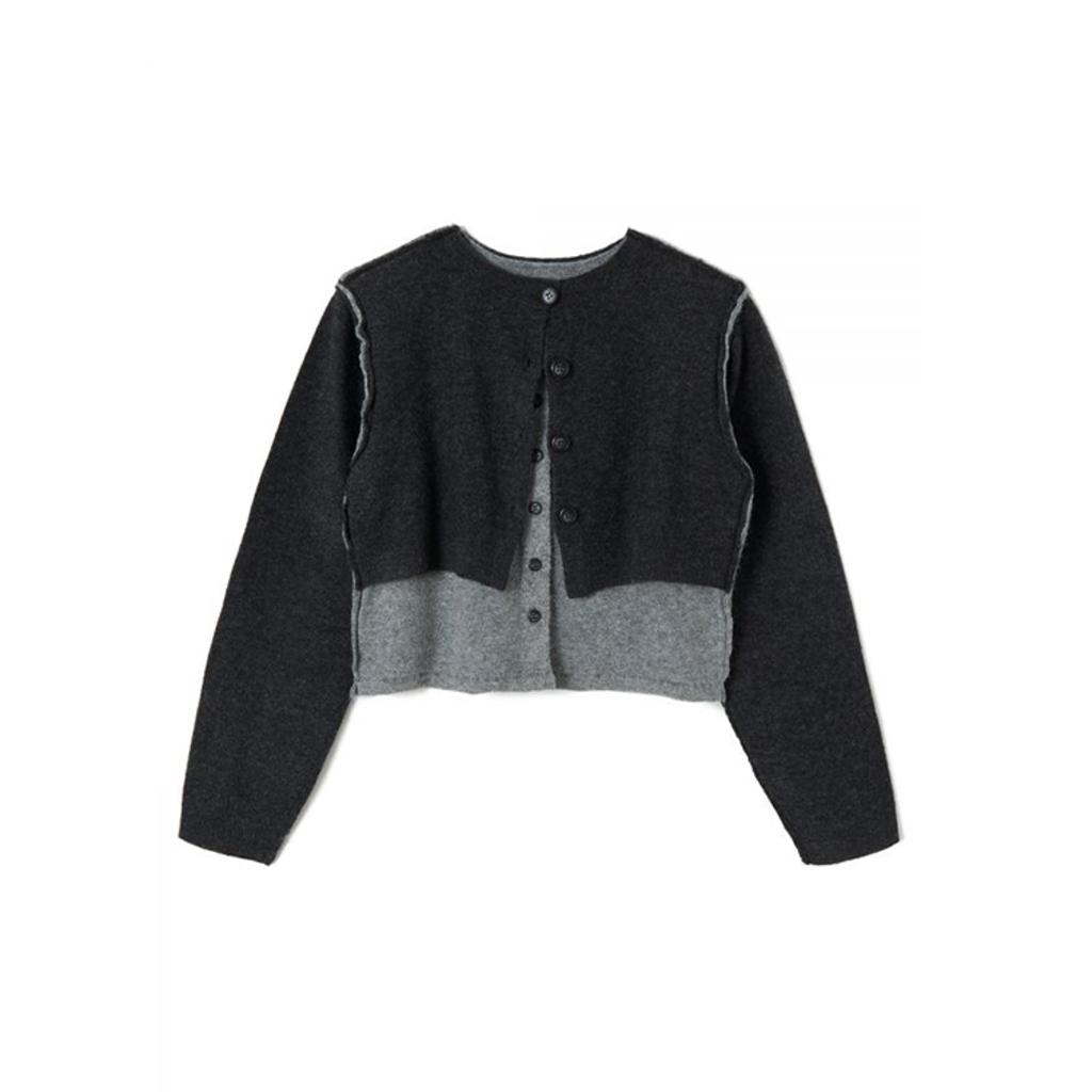 再出品致しました極美品☆PERVERZE Stitching Double Cardigan