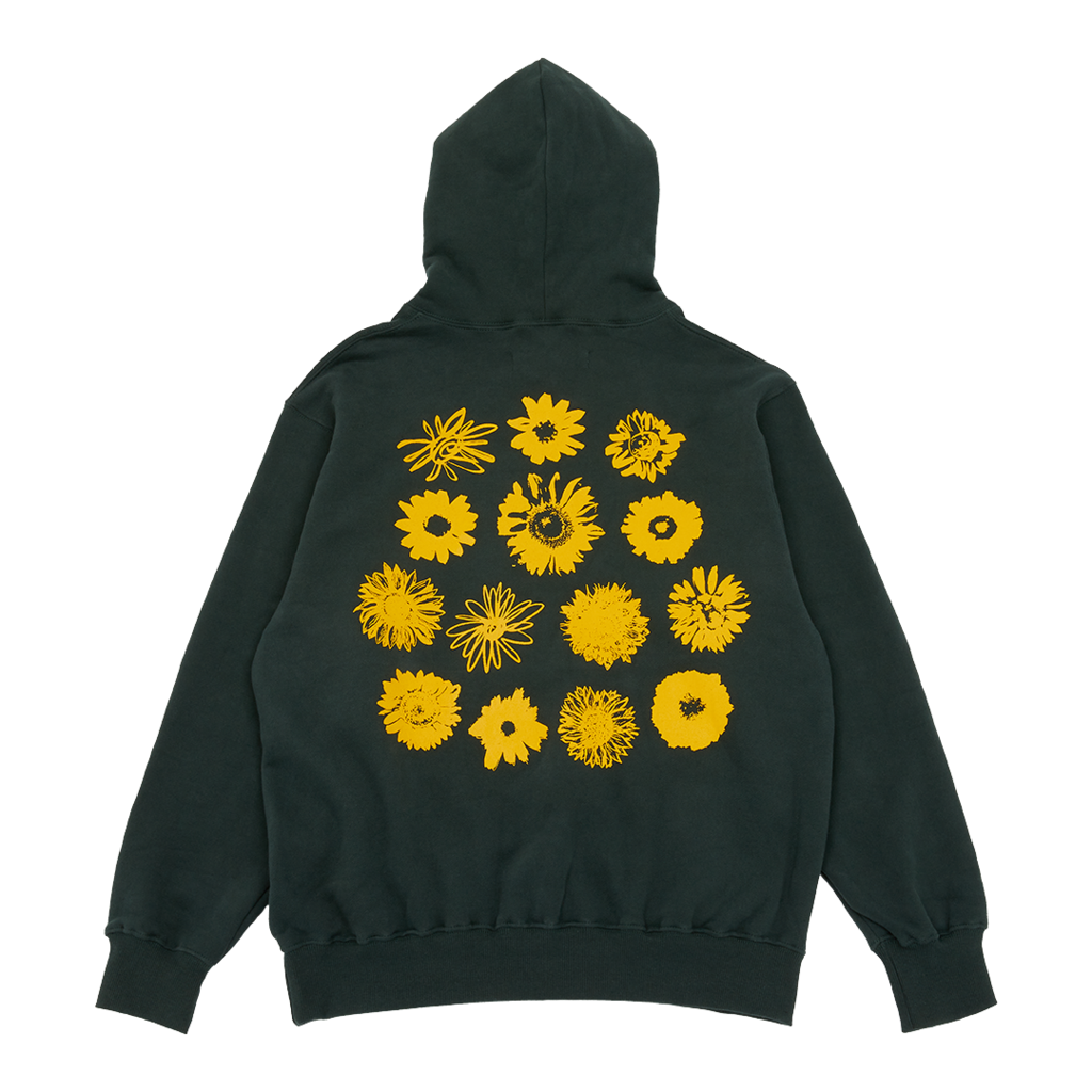 Green Zigzag Sunflower Hoodie Dress