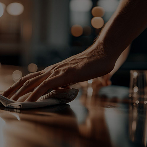 <h4><strong>손 접촉표면 살균소독</strong></h4><h6>테이블 | 공용기자재 | 터치화면</h6><h6>출입문 | 화장실 | 손잡이</h6>