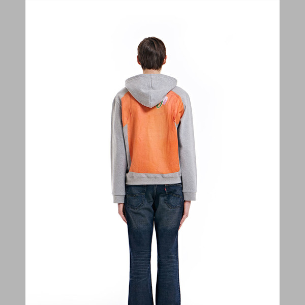 LETTERING T-SHIRTS PRINTED ZIP UP HOODY (GREY) : THE MUSEUM