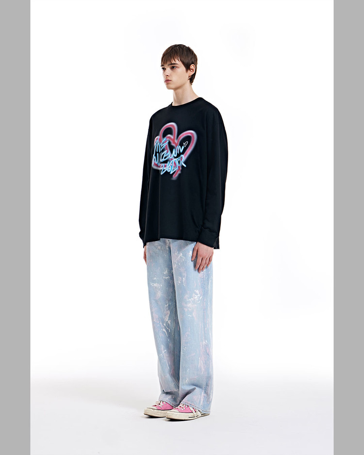 THE MUSEUM VISITOR★韓国★BLURRED HEART PRINTED LONG SLEEVE BLURRED HEART PRINTED LONG SLEEVE (BLACK) : THE MUSEUM VISITOR
