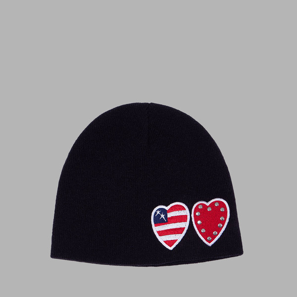 THE MUSEUM VISITOR★韓国★ TWO HEART PATCH STITCHED BEANIE TWO HEART PATCH STITCHED BEANIE (WHITE) : THE MUSEUM VISITOR