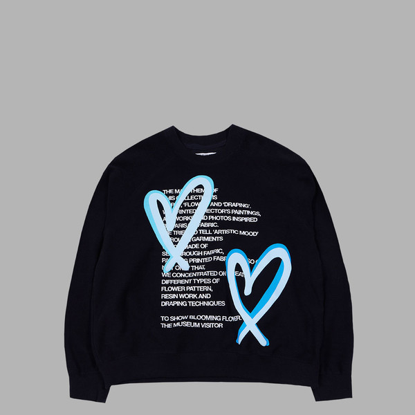HEART PRINTED INSIDE-OUT SWEATSHIRTS (BLACK) : THE MUSEUM