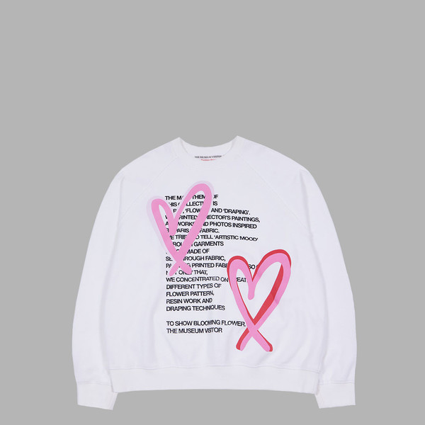 HEART PRINTED INSIDE-OUT SWEATSHIRTS (WHITE) : THE MUSEUM