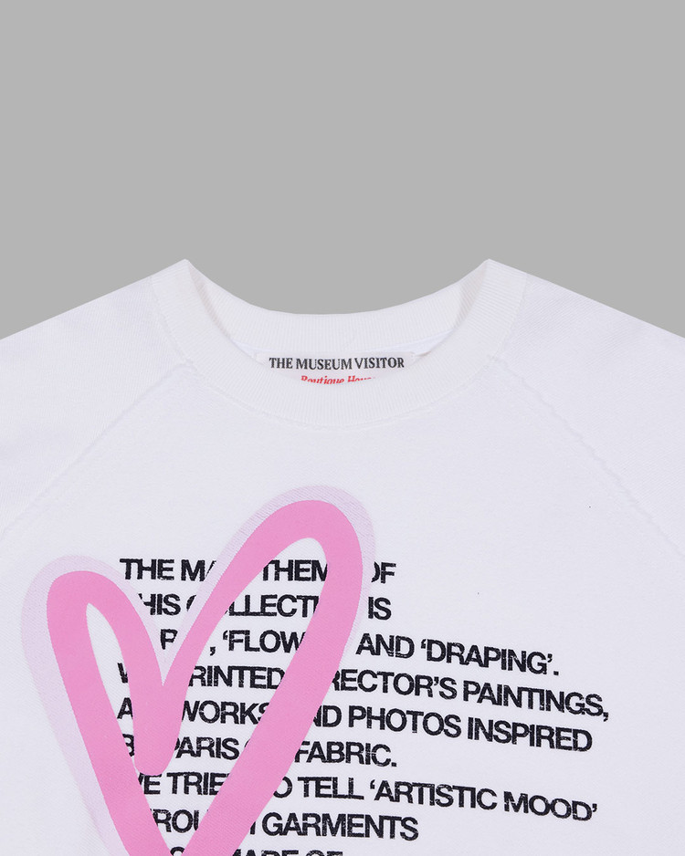 HEART PRINTED INSIDE-OUT SWEATSHIRTS (WHITE) : THE MUSEUM VISITOR