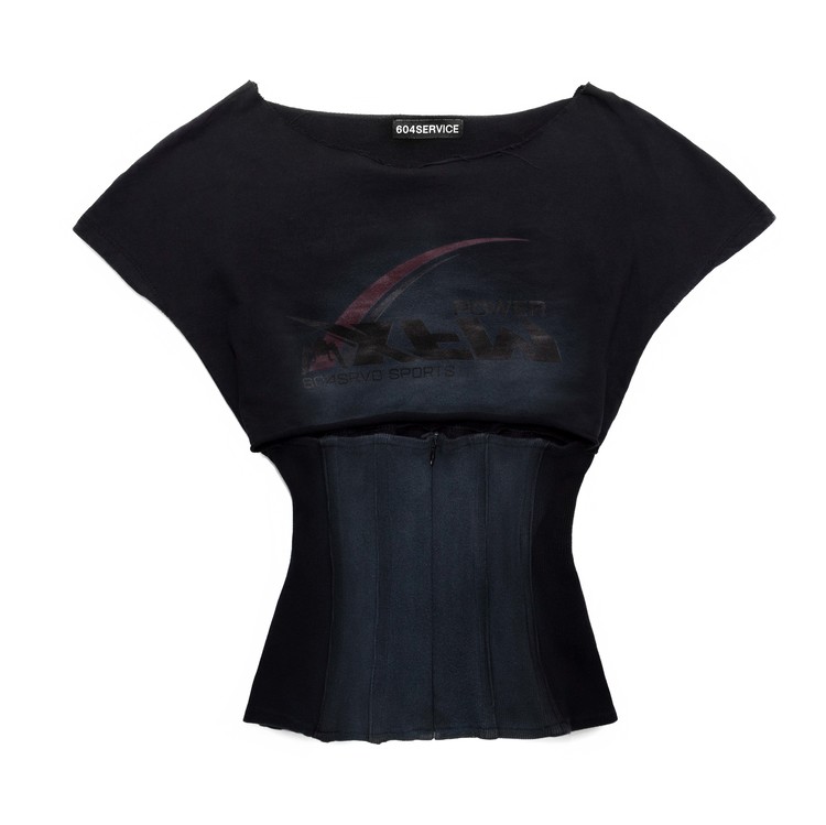 ONLY 1 LEFT ]MFX CORSET TEE IN WASHED BLACK : 604SERVICE