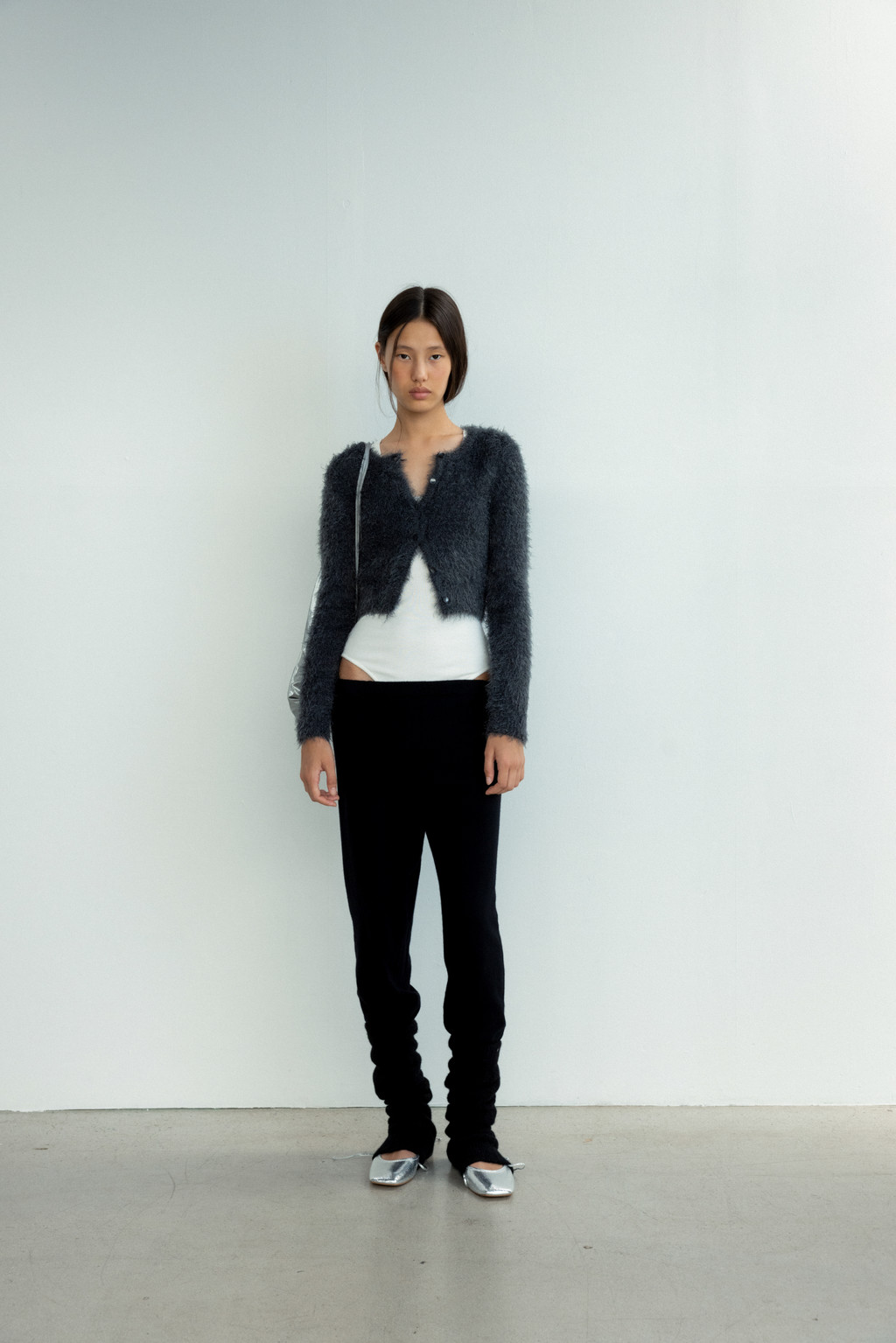 Knit pants (black / gray) : MONOHA