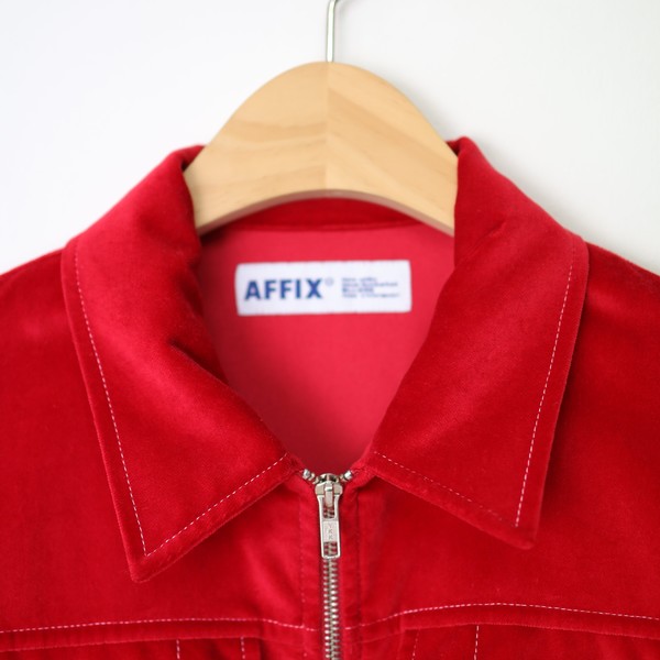 新品 AFFIX WORKS VELVET JACKET RED ジャケット-