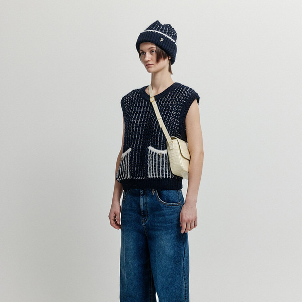 [EENK] / ☆ XEEY Beanie / Navy/Ivory XEEY Beanie - Navy/Ivory : EENK SHOP
