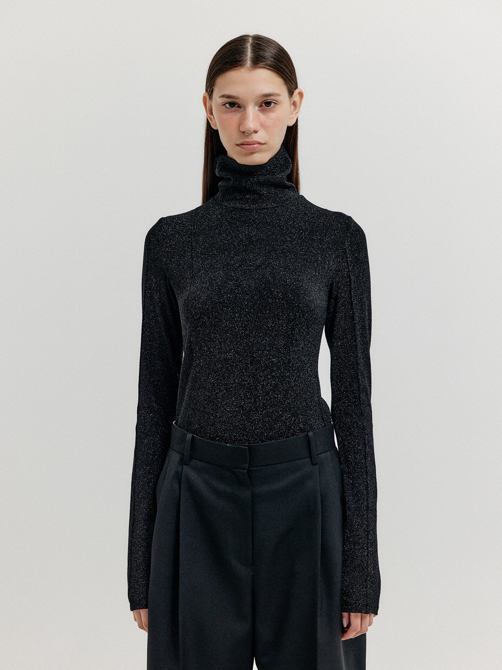 XAVA Turtleneck Jersey Top - Black : EENK SHOP