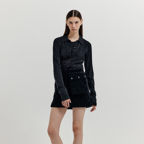 XOPO Quilted Pocket Mini Skirt - Black : EENK SHOP