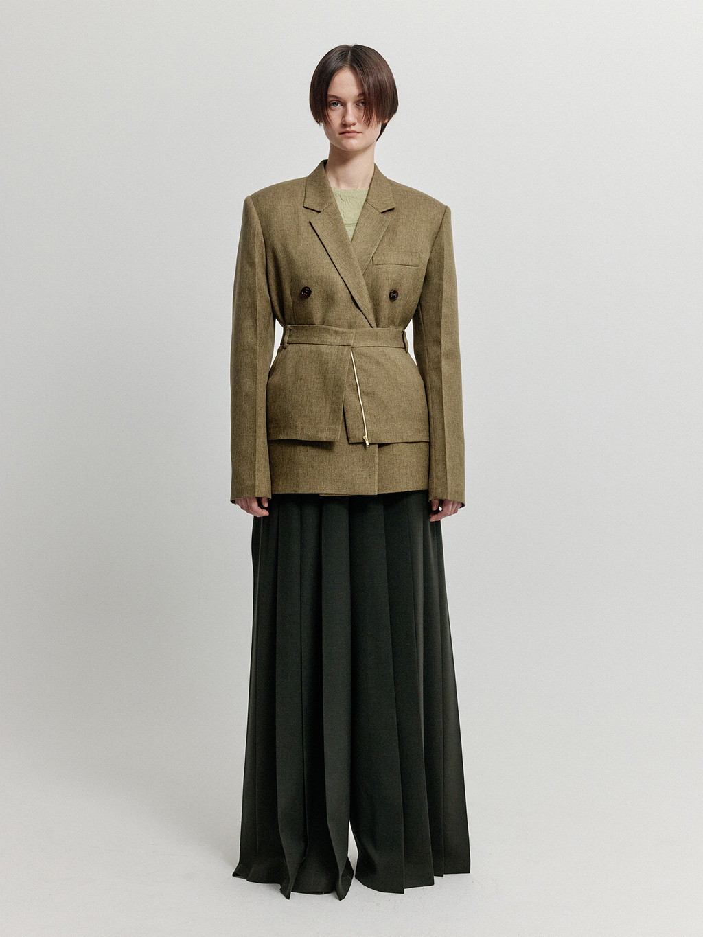 [EENK] / ☆ XINAN Layered Skirt Belt / Khaki XINAN Layered Skirt Belt - Khaki : EENK