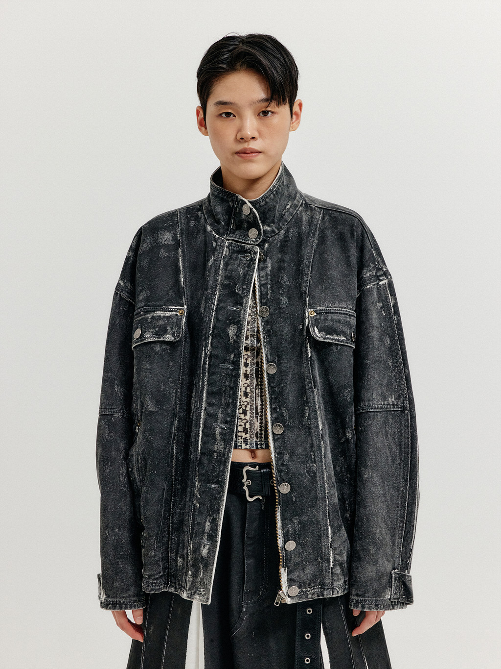 アウターその他 EENK XELLO Highneck Buttoned Denim Jumper XELLO Highneck Buttoned Denim Jumper - Blue : EENK