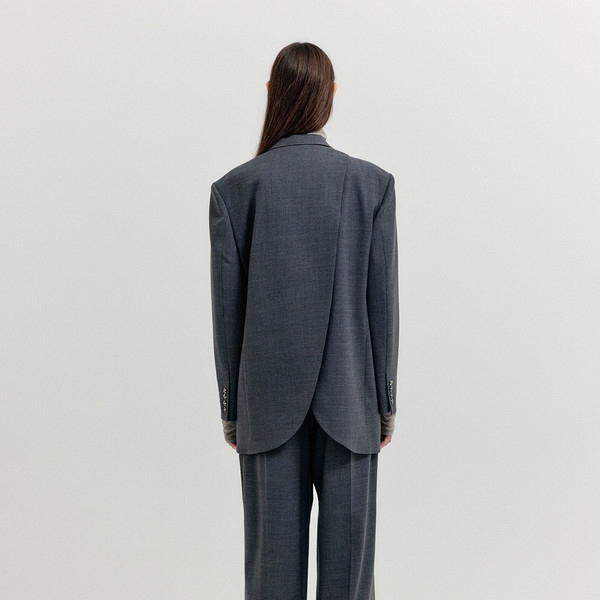 【EENK】Single-Breasted Blazer Grey Single-Breasted Blazer - Grey : EENK