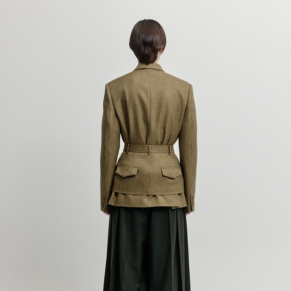 [EENK] / ☆ XIES Layered Pleats Skirt Belt / Ivory Designer fashion, Seoul-fully created | W Concept