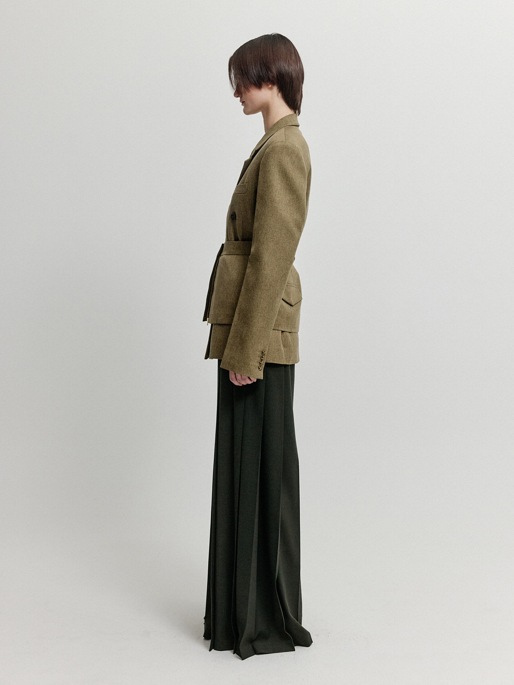 XINAN Layered Skirt Belt - Khaki : EENK SHOP