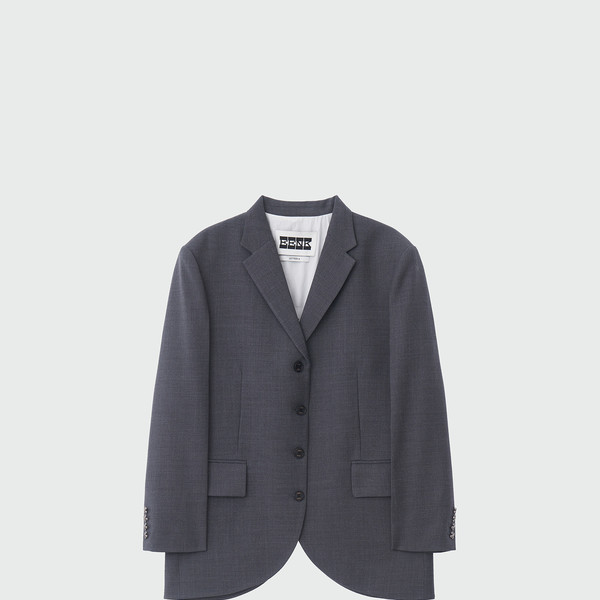 【EENK】Single-Breasted Blazer Grey XIIE Single-Breasted Blazer - Grey : EENK SHOP