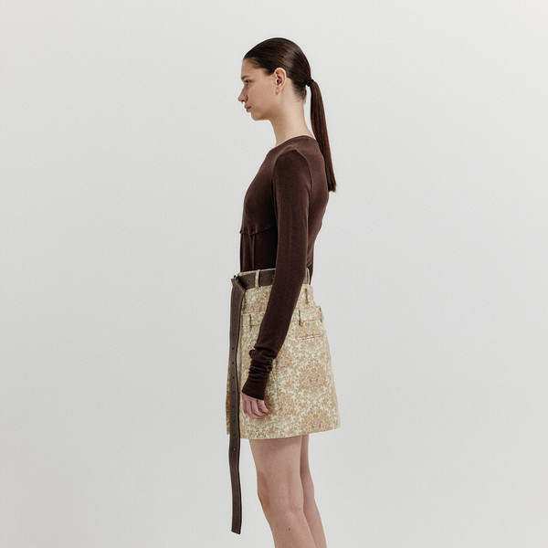 XIONY Long Sleeve Bustier T-shirt - Brown : EENK SHOP