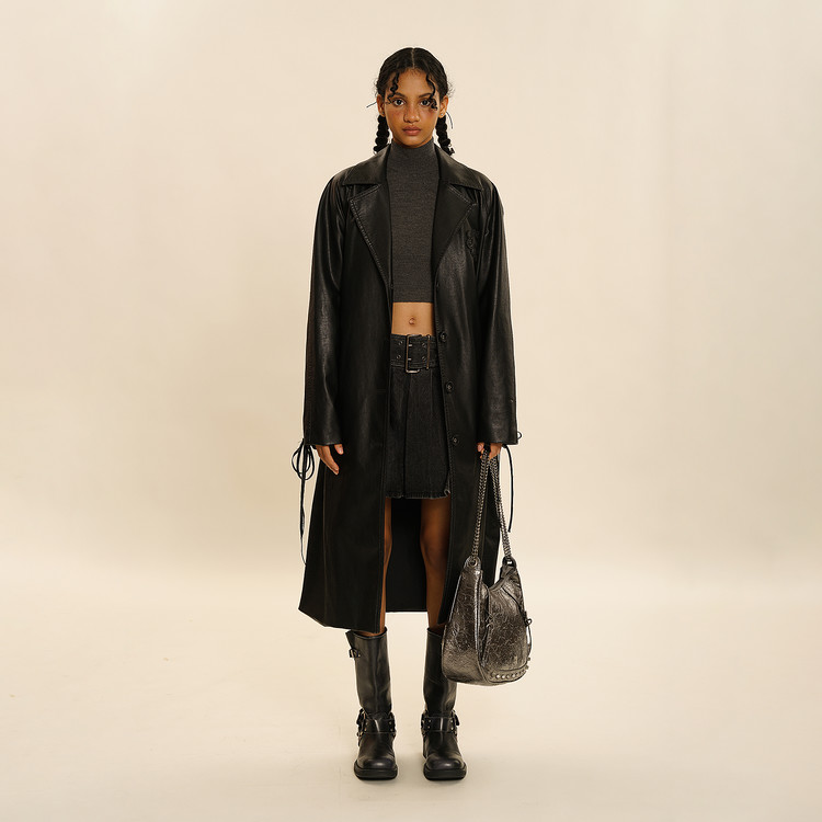 Moromoro sleeve strap long leather jacket 유스키트 YOUTHKIT