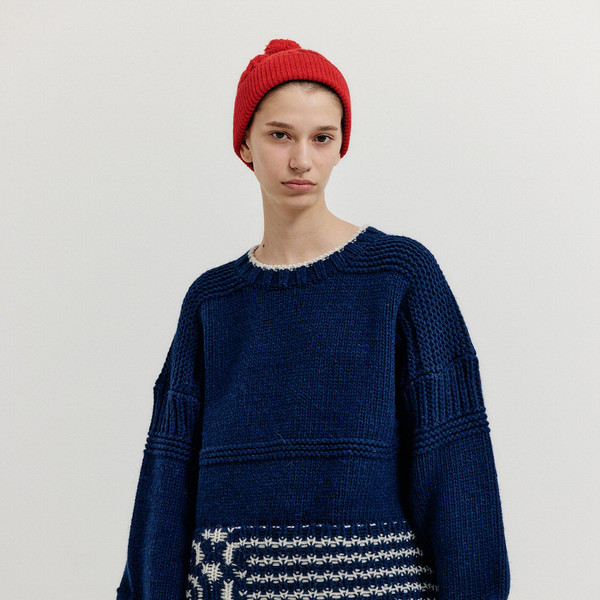 EENK Xanthe Jacquard Knit Pullover - Navy by W Concept