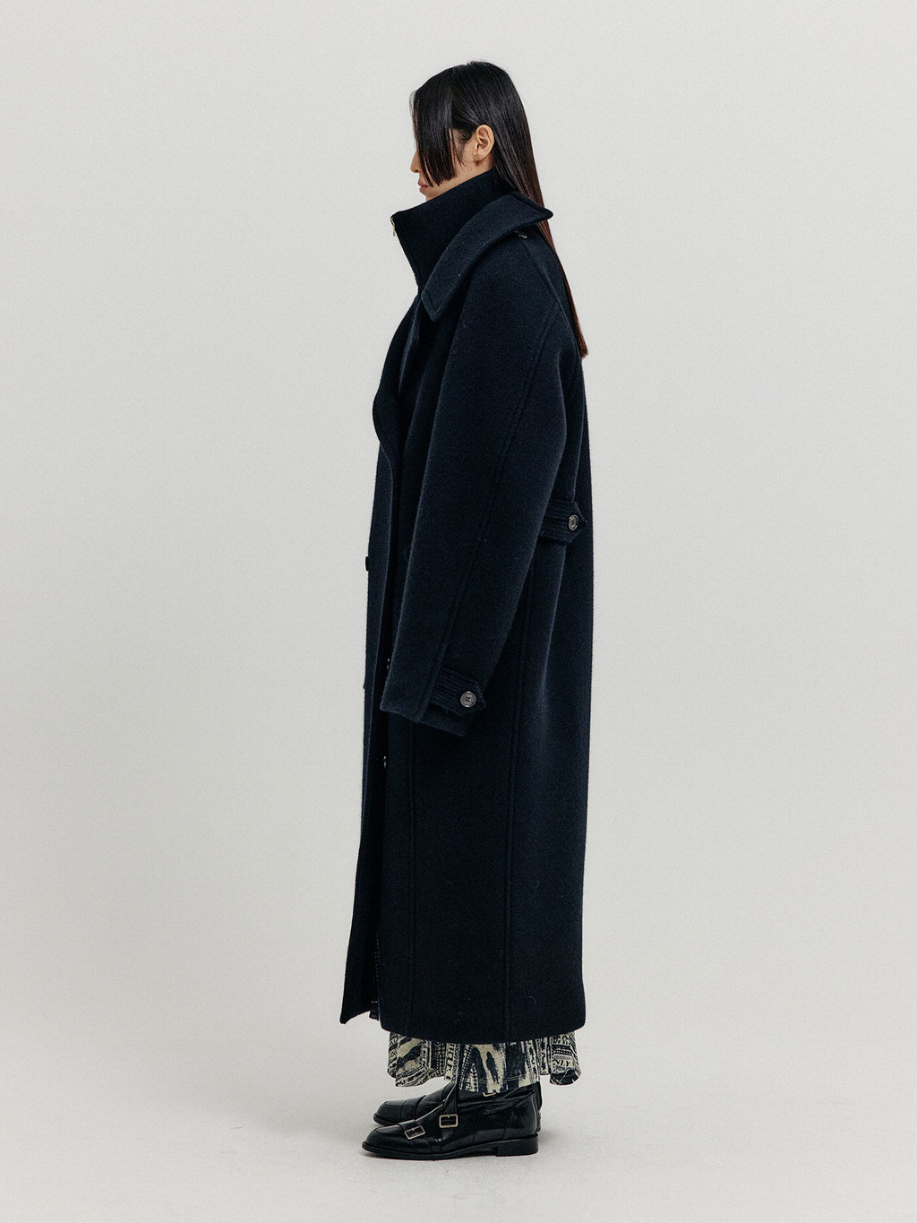 コート EENK XENNIE Oversized Coat with Detachable Collar XENNIE Oversized Coat with Detachable Collar - Black : EENK SHOP