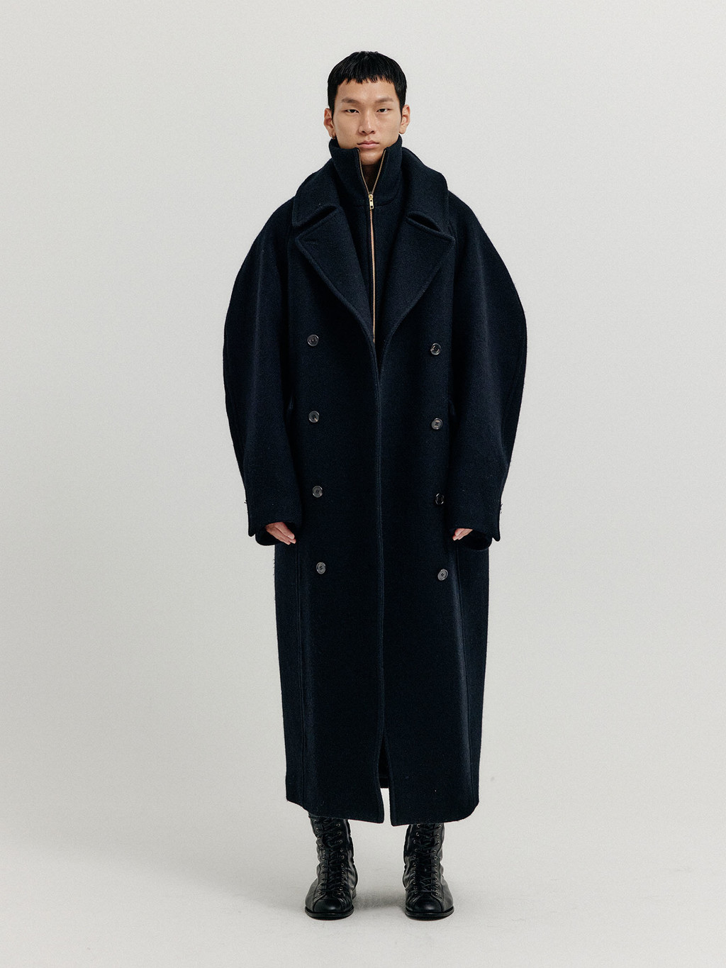 コート EENK XENNIE Oversized Coat with Detachable Collar XENNIE Oversized Coat with Detachable Collar - Black : EENK