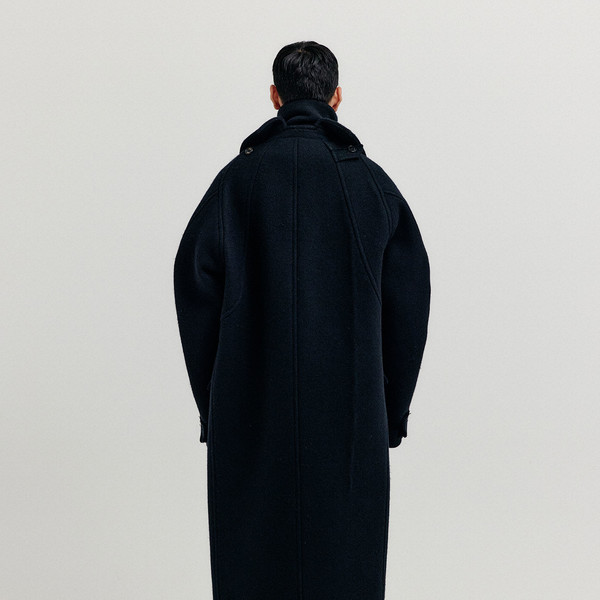 コート EENK XENNIE Oversized Coat with Detachable Collar XENNIE Oversized Coat with Detachable Collar - Navy/Red