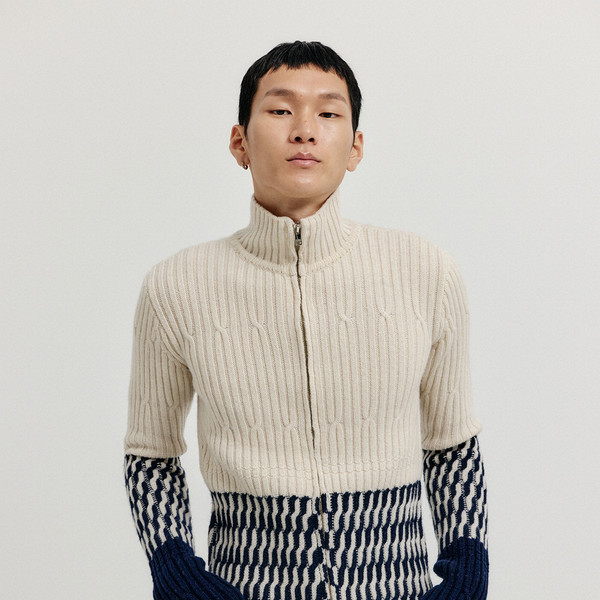 ニット・セーター IONSEOUL Nordic Knit Cardigan JE836 Metallic Cable Cardigan – Elie Tahari