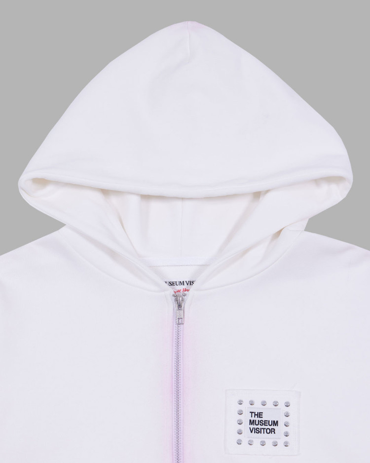 SPRAY PRINTED ZIP UP HOODY (WHITE) : THE MUSEUM VISITOR