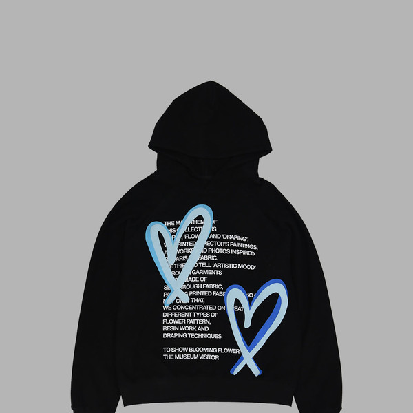 THE MUSEUM VISITOR★韓国★人気★HEART SPRAY PRINTED HOODY HEART SPRAY PRINTED HOODY (BLACK) : THE MUSEUM VISITOR
