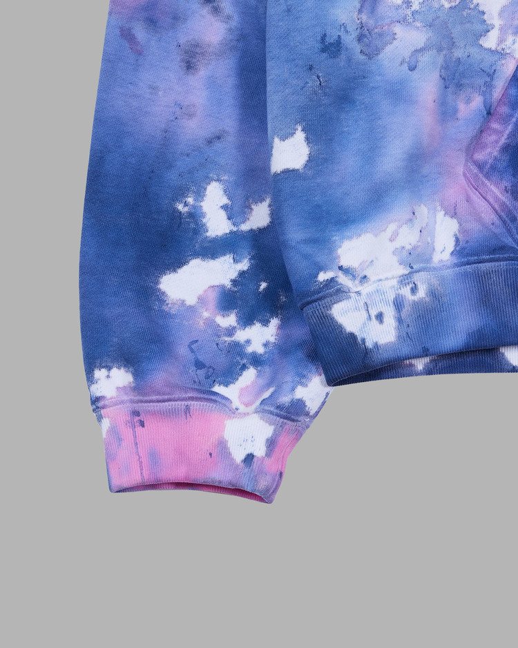 LETTERING PRINTED TIE DYEING HOODY (NAVY) : THE MUSEUM VISITOR